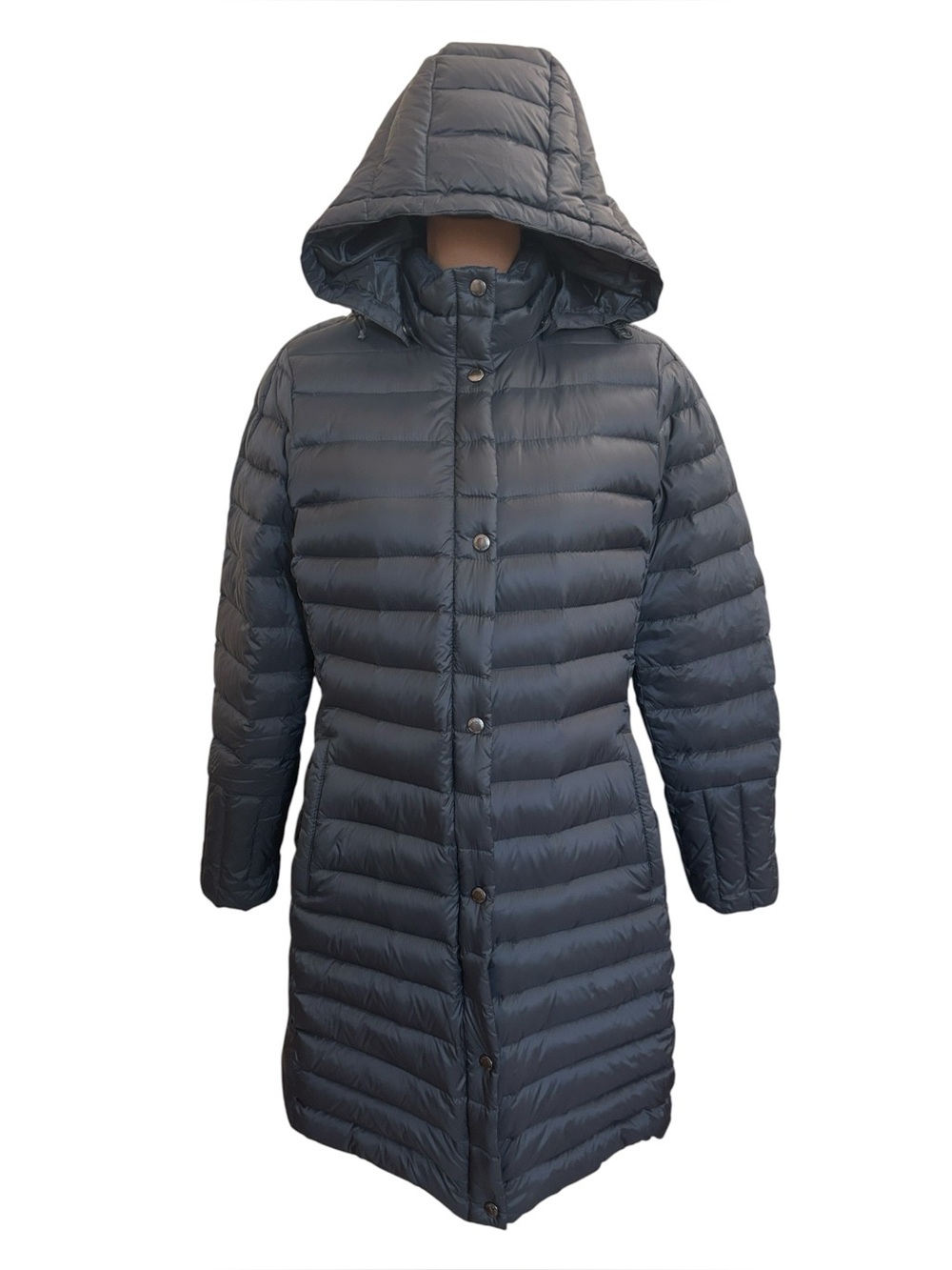 Lands End Black Down Filled Hooded Puffer Jacket Size M